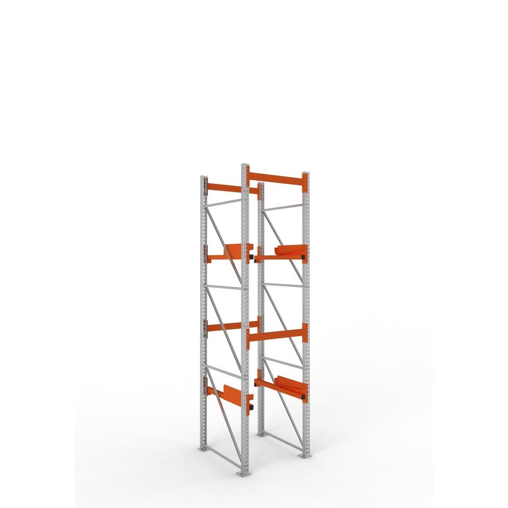 Product afbeelding: Kabeltrommelstelling META MULTIPAL type 2, basiselement, hxbxd 3.800 x 900 x 1.100 mm, verzinkt, RAL 2001 roodoranje, met 2 trommelbevestigingen, zonder assen, met kabeltrommelsteunen
