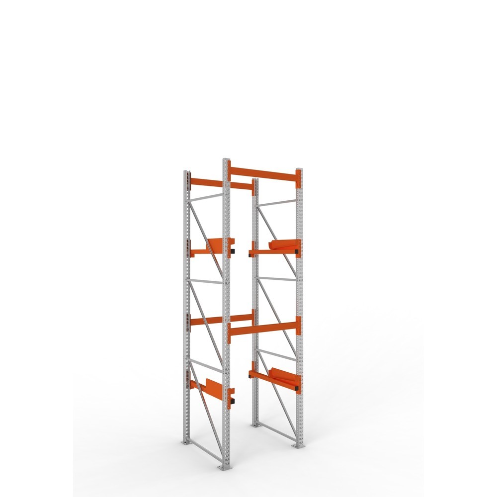 Product afbeelding: Kabeltrommelstelling META MULTIPAL type 2, basiselement, hxbxd 3.800 x 1.100 x 1.100 mm, verzinkt, RAL 2001 roodoranje, met 2 trommelbevestigingen, zonder assen, met kabeltrommelsteunen