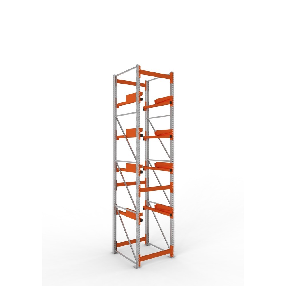 Product afbeelding: Kabeltrommelstelling META MULTIPAL type 2, basiselement, hxbxd 4.400 x 900 x 1.100 mm, verzinkt, RAL 2001 roodoranje, met 4 trommelbevestigingen, zonder assen, met kabeltrommelsteunen