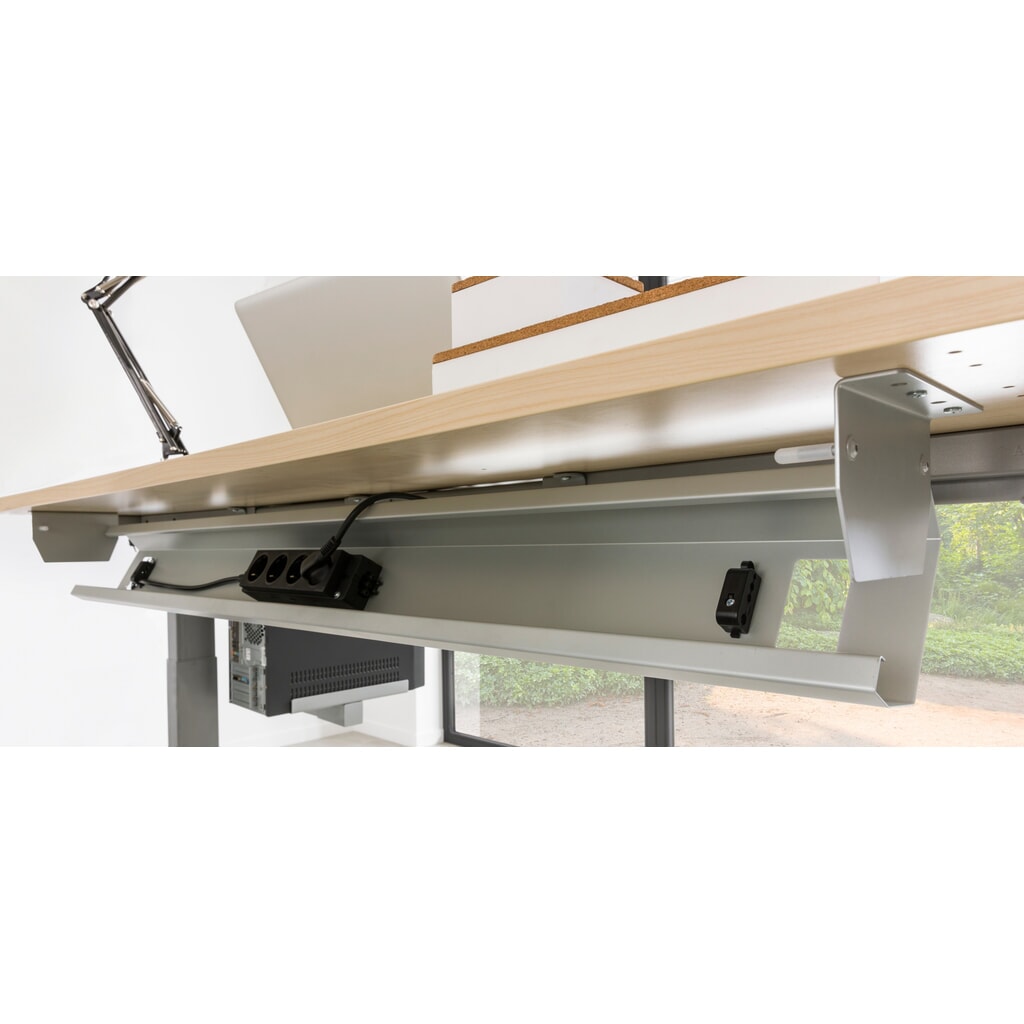 Kabelwanne klappbar für Hammerbacher Schreibtische 180er, HxBxT 93 x 1.462 x 144 mm, weiß Produktabbildung Nr. 4: Kabelwanne klappbar für Hammerbacher Schreibtische 180er, HxBxT 93 x 1.462 x 144 mm, weiß