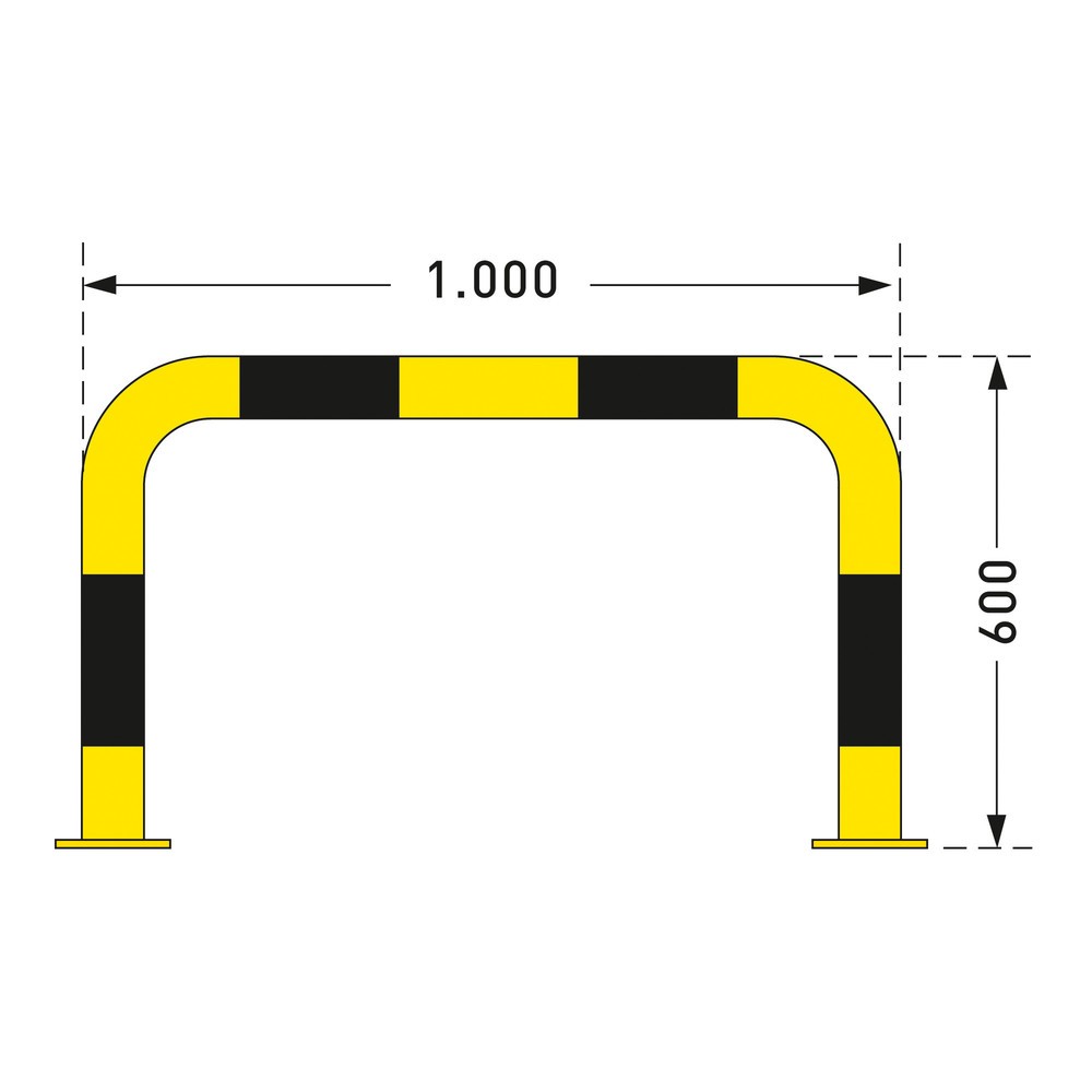 Zdjęcie produktu nr 3: Kabłąk przeciwuderzeniowy do zastosowań w pomieszczeniach, Ø 76 mm, wys. x szer. 600 x 1000 mm
