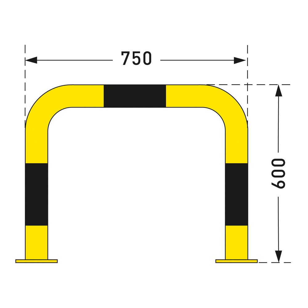 Zdjęcie produktu nr 2: Kabłąk przeciwuderzeniowy do zastosowań w pomieszczeniach, Ø 76 mm, wys. x szer. 600 x 750 mm
