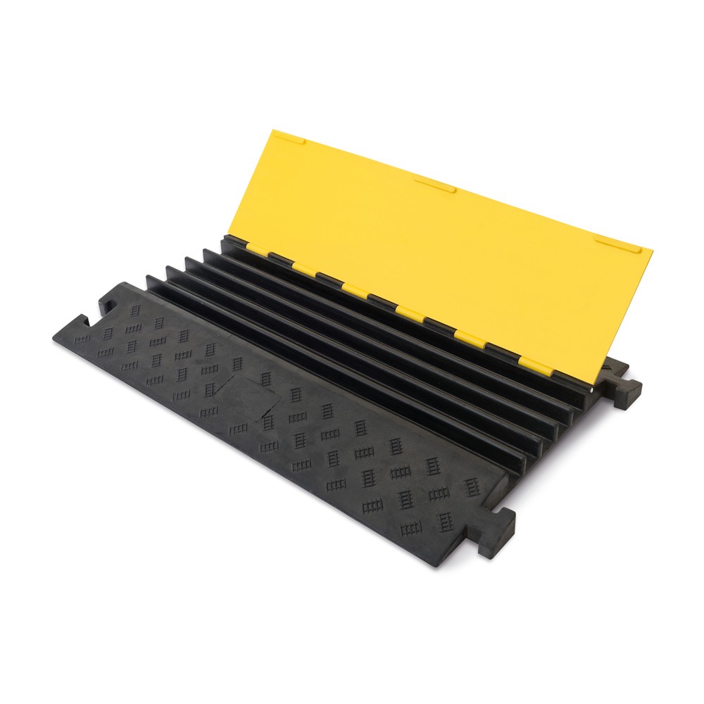 Číslo obrázka výrobku 2: Káblový mostík s 5 šachtami, zasúvateľný, V x Š x H 50 x 900 x 500 mm, čierna/žltá