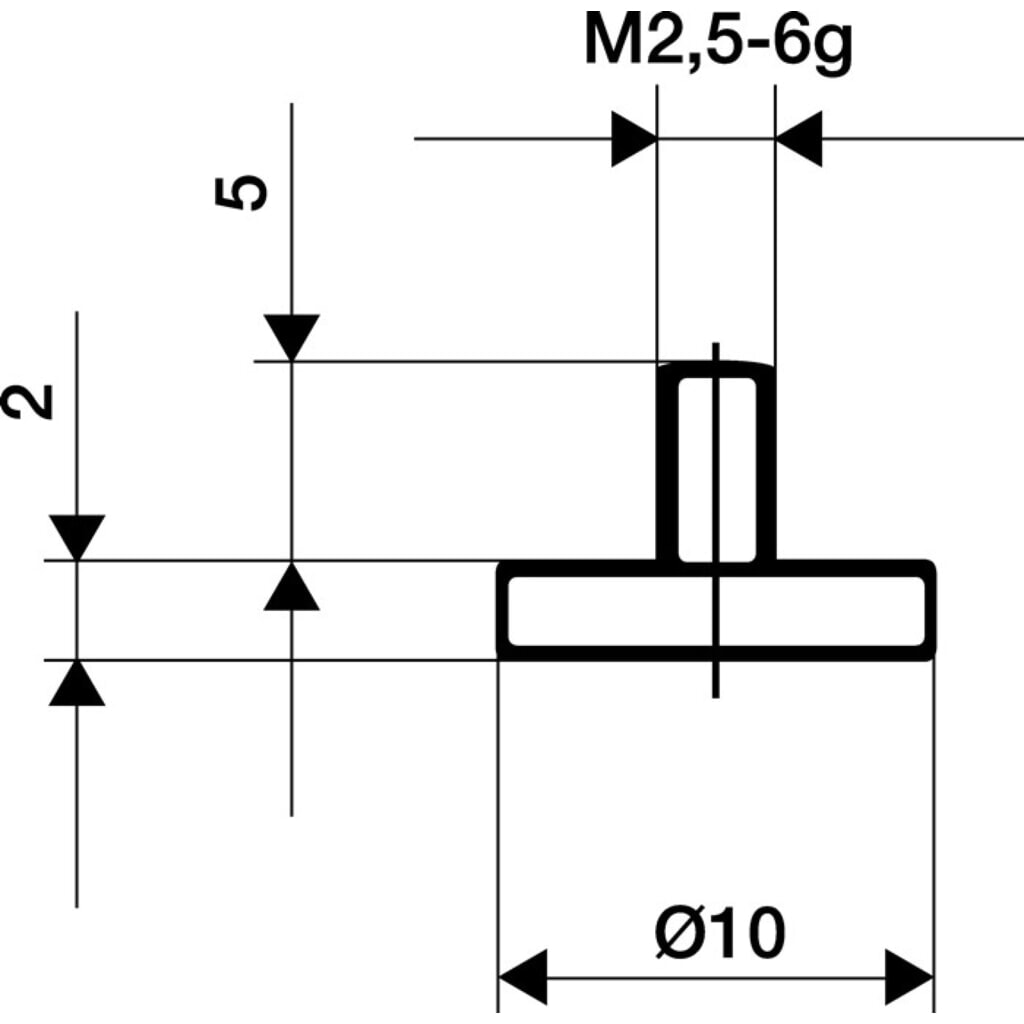 Produktabbildung: KÄFER Messeinsatz, M2,5 Stahl, Ø 30 mm plan, passend zu Messuhren