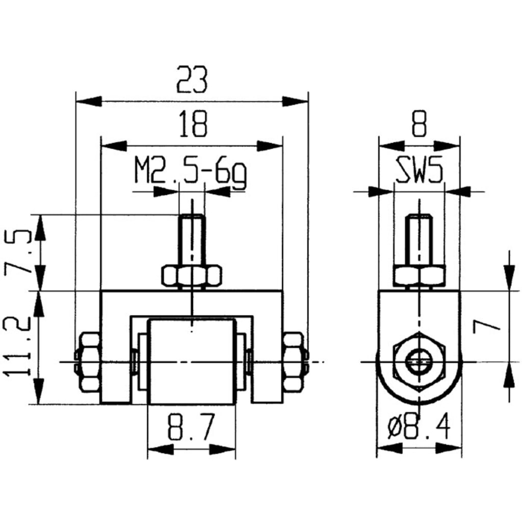 KÄFER Messeinsatz, M2,5 Stahl, Ø 8,4 mm Rolle, passend zu Messuhren Produktabbildung: KÄFER Messeinsatz, M2,5 Stahl, Ø 8,4 mm Rolle, passend zu Messuhren