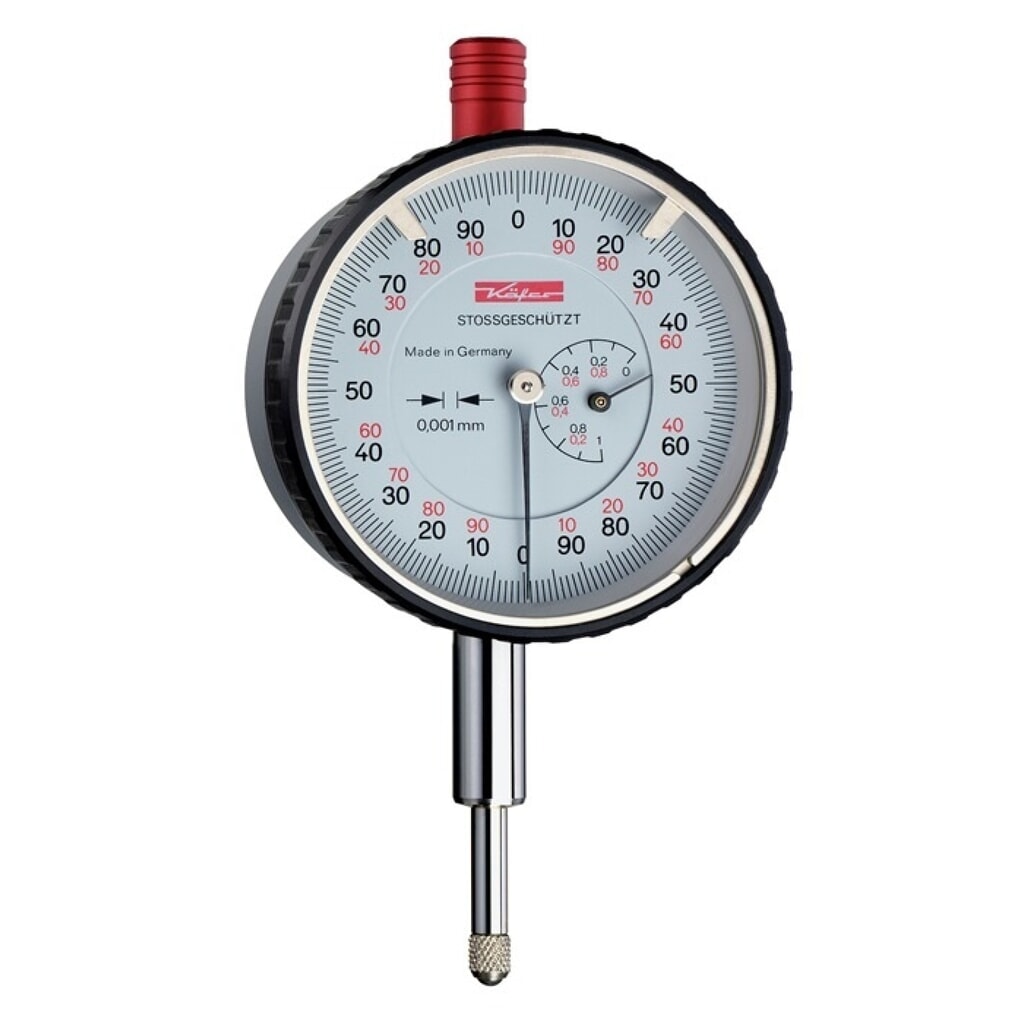 Produktabbildung: KÄFER Messuhr FM1000 S, mit Stoßschutz, 1 mm Ablesung 0,001 mm