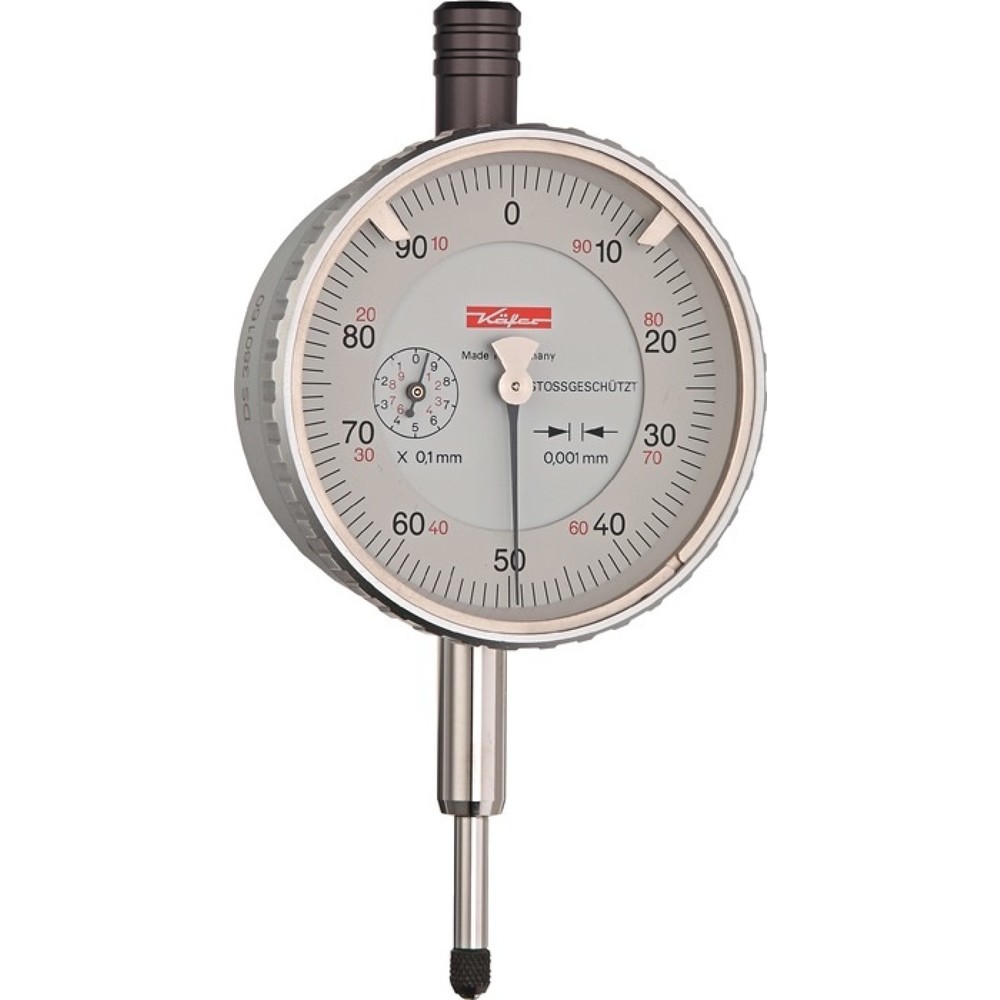 Produktabbildung: KÄFER Messuhr FM1101, mit Stoßschutz, 1 mm Ablesung 0,001 mm