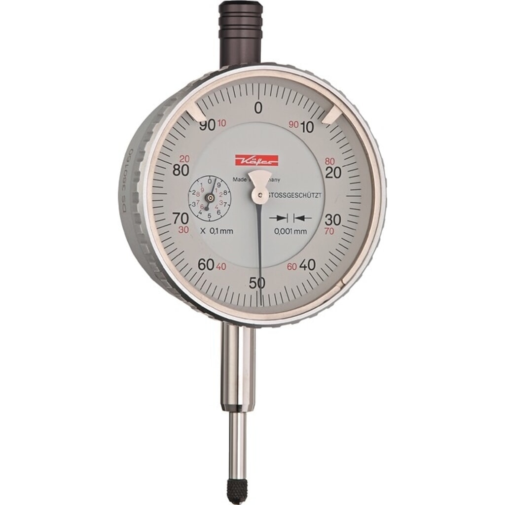 KÄFER Messuhr FM1101, mit Stoßschutz, 1 mm Ablesung 0,001 mm Produktabbildung: KÄFER Messuhr FM1101, mit Stoßschutz, 1 mm Ablesung 0,001 mm