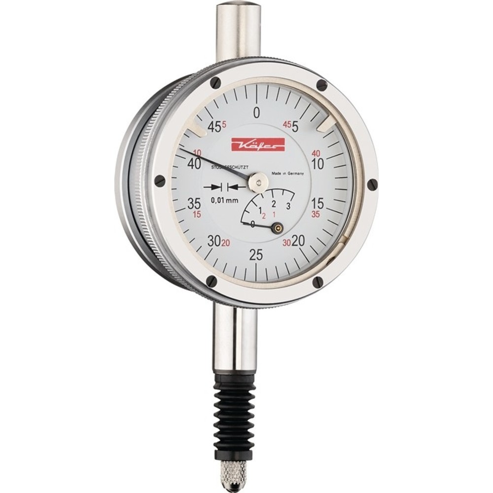 Produktabbildung: KÄFER Messuhr KM4 SW, mit Stoßschutz, 3 mm Ablesung 0,01 mm