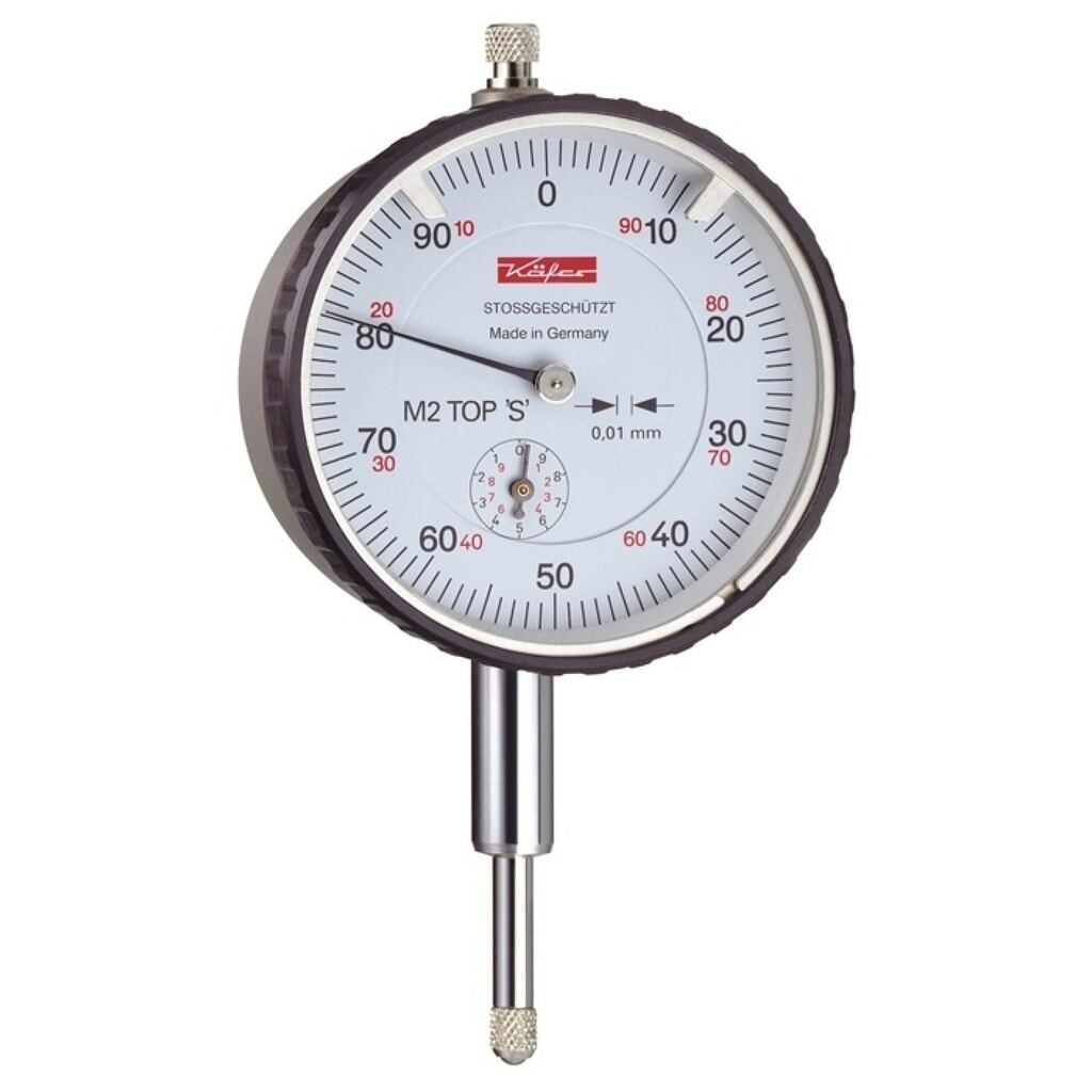 KÄFER Messuhr M2 Top S, mit Stoßschutz, 10 mm Ablesung 0,01 mm Produktabbildung: KÄFER Messuhr M2 Top S, mit Stoßschutz, 10 mm Ablesung 0,01 mm