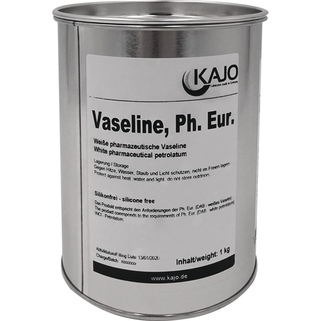 KAJO Vaseline, DAB10 (dt. Arzneimittelbuch), 1 kg weiß, Dose Produktabbildung: KAJO Vaseline, DAB10 (dt. Arzneimittelbuch), 1 kg weiß, Dose