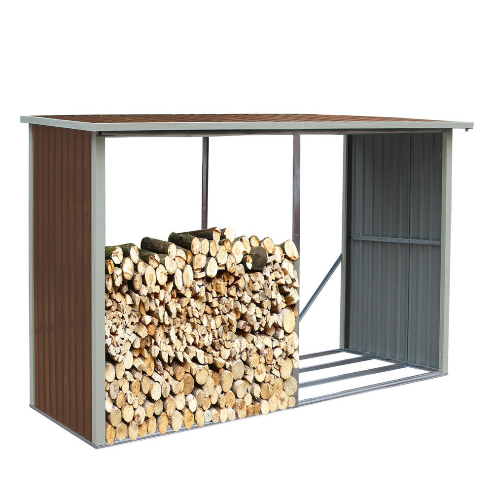 Produktabbildung: Kaminholzregal Stockholm, Außenmaß HxBxT 1.750/1.900 x 3.030 x 1.200 mm