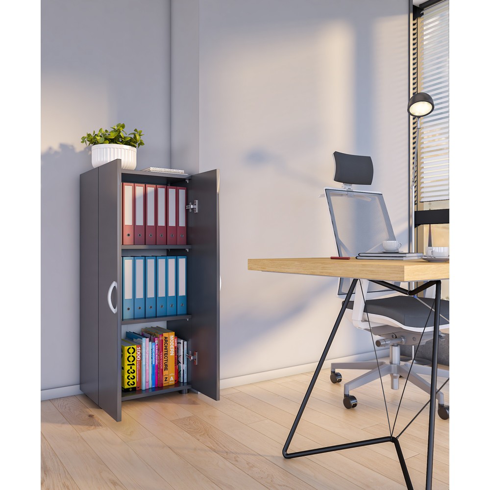 Číslo obrázku produktu 4: VCM kancelářská skříň Ulas 3dílná, antracit