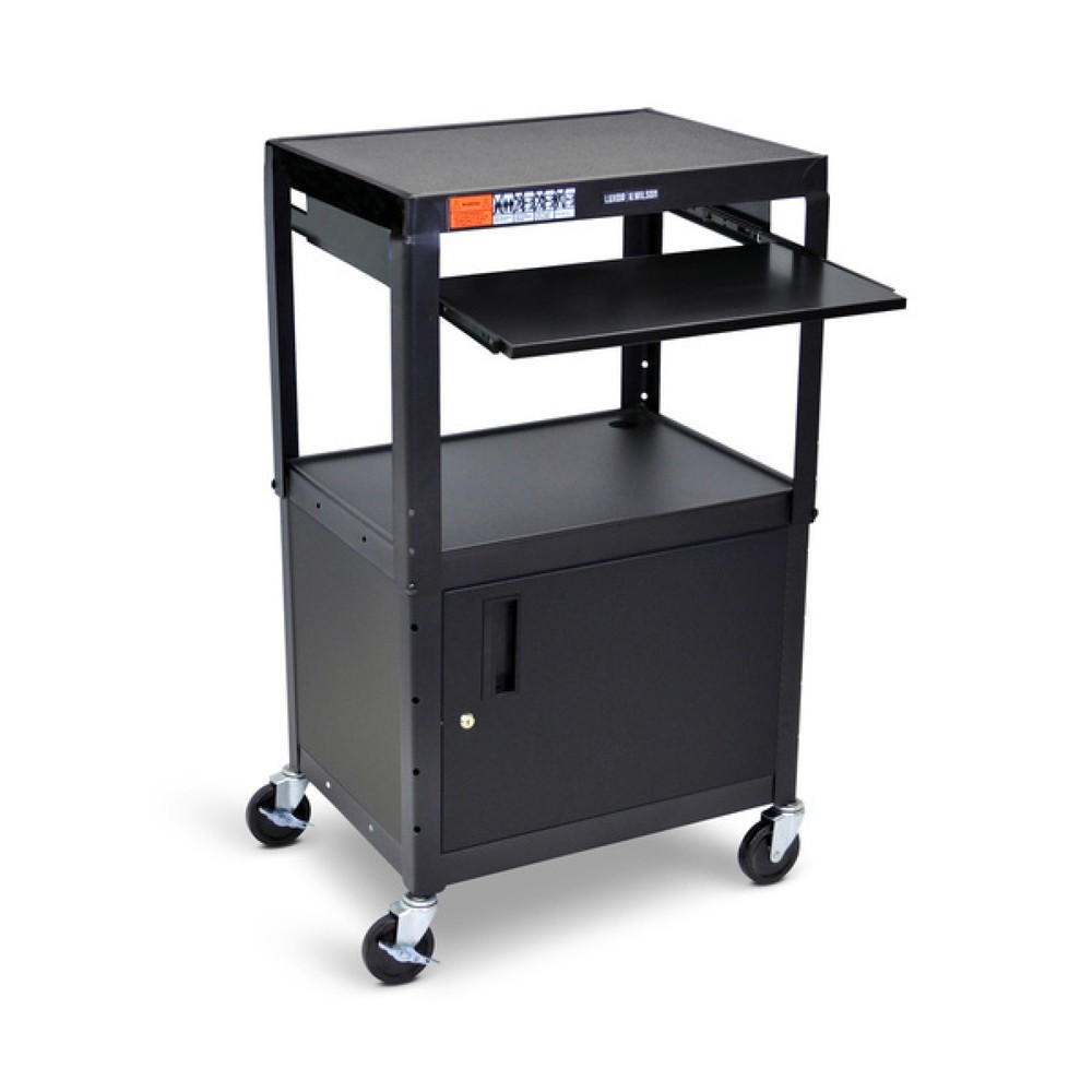 Product afbeelding: Kantoor- en dossierwagen, 3 etages, met uittrekbaar toetsenbordblad en onderkast, zwart