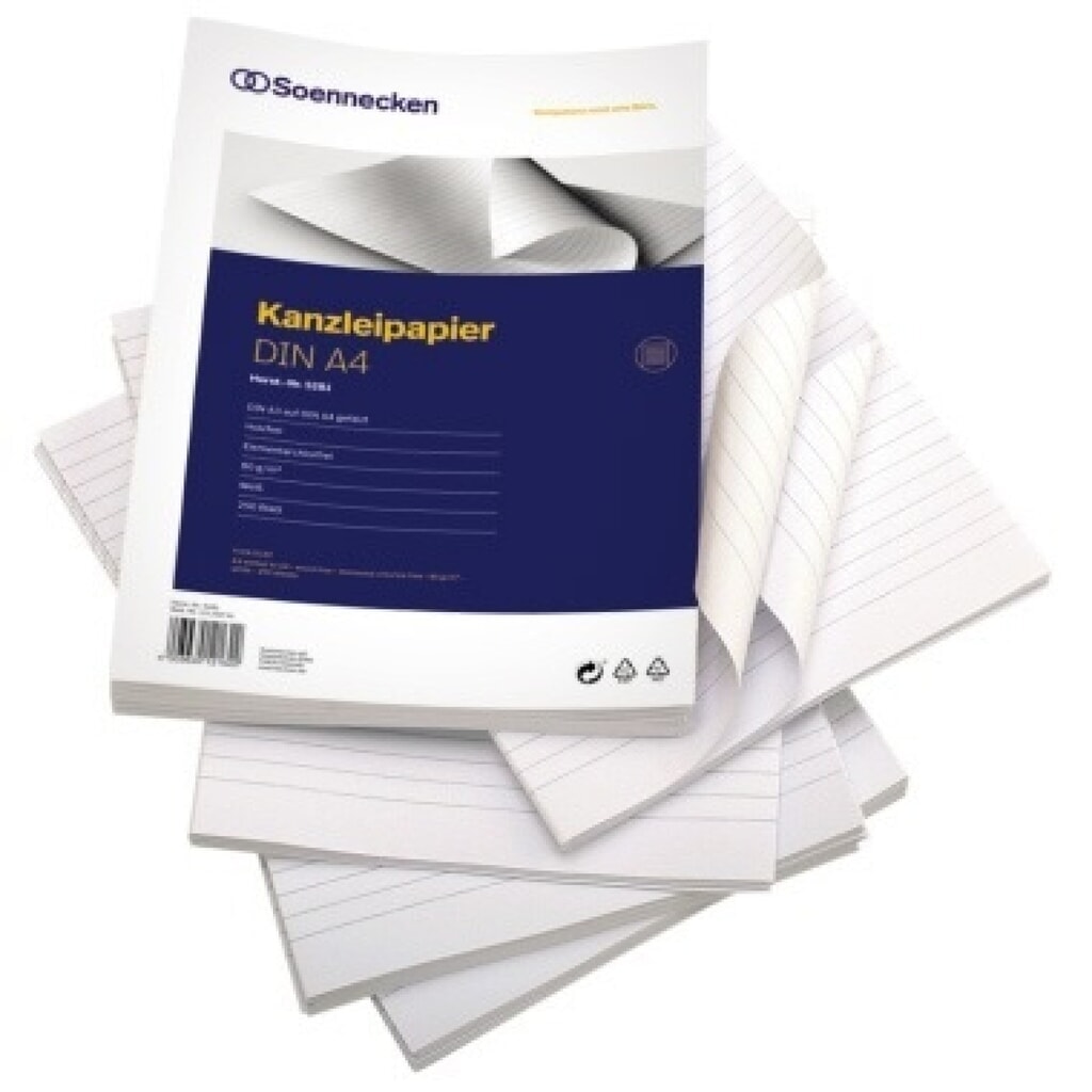 Produktabbildung: Soennecken Kanzleipapier 5281 A3/A4 o. Korrekturrand lin. 250 Bl./Pack.
