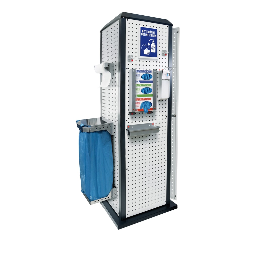 Produktabbildung: Kappes RasterPlan Hygienestation, stationär, mit Tür und einem Fachboden, HxBxT 2.015 x 700 x 700 mm, Modell 3