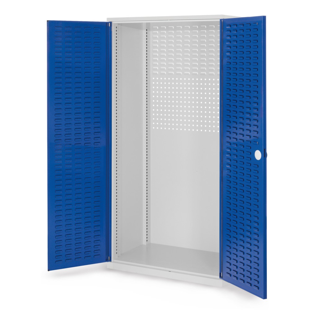 Produktabbildung: Kappes ®RasterPlan Schubladenschrank Leergehäuse, HxBxT  1.950 x 1.000 x 600 mm, Schlitzplattentüren, lichtgrau, enzianblau