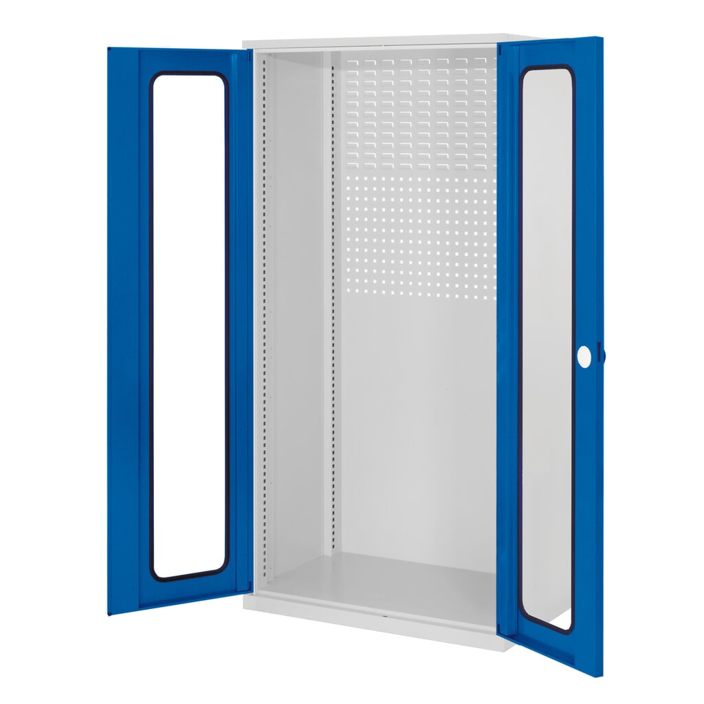 Produktabbildung: Kappes RasterPlan Schubladenschrank Leergehäuse, HxBxT  1.950 x 1.000 x 600 mm, Sichtfenstertüren, lichtgrau, enzianblau