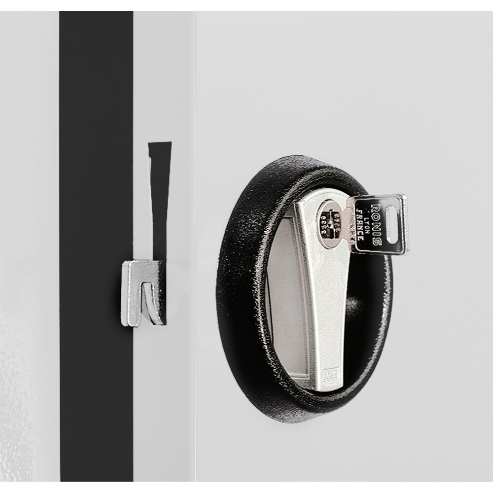 Produktabbildung Nr. 5: Kappes ®RasterPlan Schubladenschrank mit Werkbankplatte Multiplex, HxBxT 1.950 x 1.000 x 600 mm, 1 Fachboden, 3 Schubladen, Türinnenseite: Lochplatten, lichtgrau
