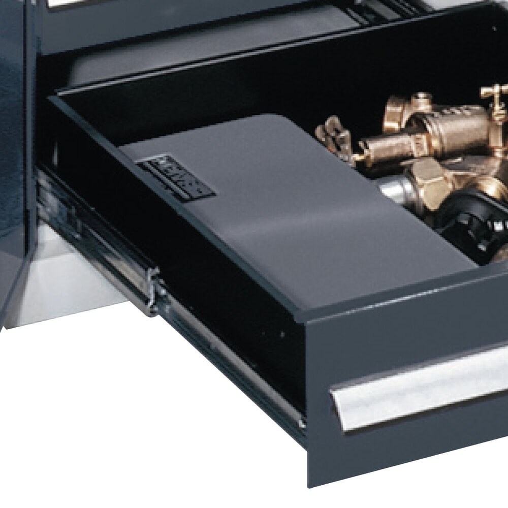 Produktabbildung Nr. 3: Kappes ®RasterPlan Schubladenschrank mit Werkbankplatte Multiplex, HxBxT 1.950 x 1.000 x 600 mm, 1 Fachboden, 3 Schubladen, Türinnenseite: Lochplatten, lichtgrau, anthrazitgrau