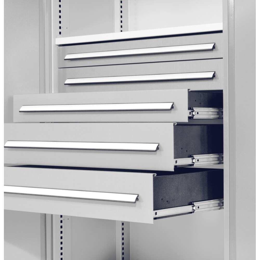Produktabbildung Nr. 3: Kappes ®RasterPlan Schubladenschrank mit Werkbankplatte Multiplex, HxBxT 1.950 x 1.000 x 600 mm, 2 Fachböden, 2 Schubladen, Sichtfenstertür, lichtgrau