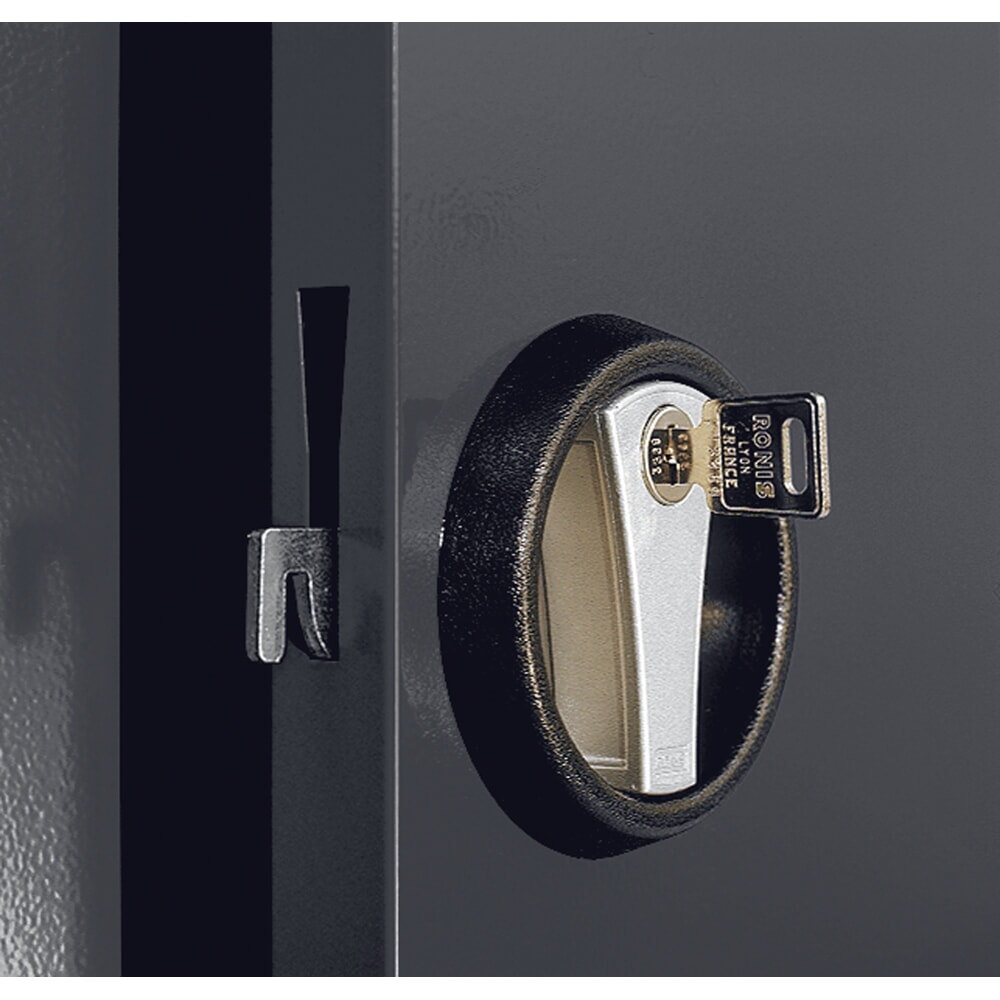 Produktabbildung Nr. 5: Kappes ®RasterPlan Schubladenschrank mit Werkbankplatte Multiplex, HxBxT 1.950 x 1.000 x 600 mm, 2 Fachböden, 2 Schubladen, Sichtfenstertür, lichtgrau, anthrazitgrau