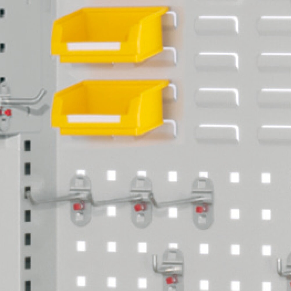 Produktabbildung Nr. 7: Kappes ®RasterPlan Schubladenschrank mit Werkbankplatte Multiplex, HxBxT 1.950 x 1.000 x 600 mm, 2 Fachböden, 2 Schubladen, Türinnenseite: Schlitzplatten, lichtgrau