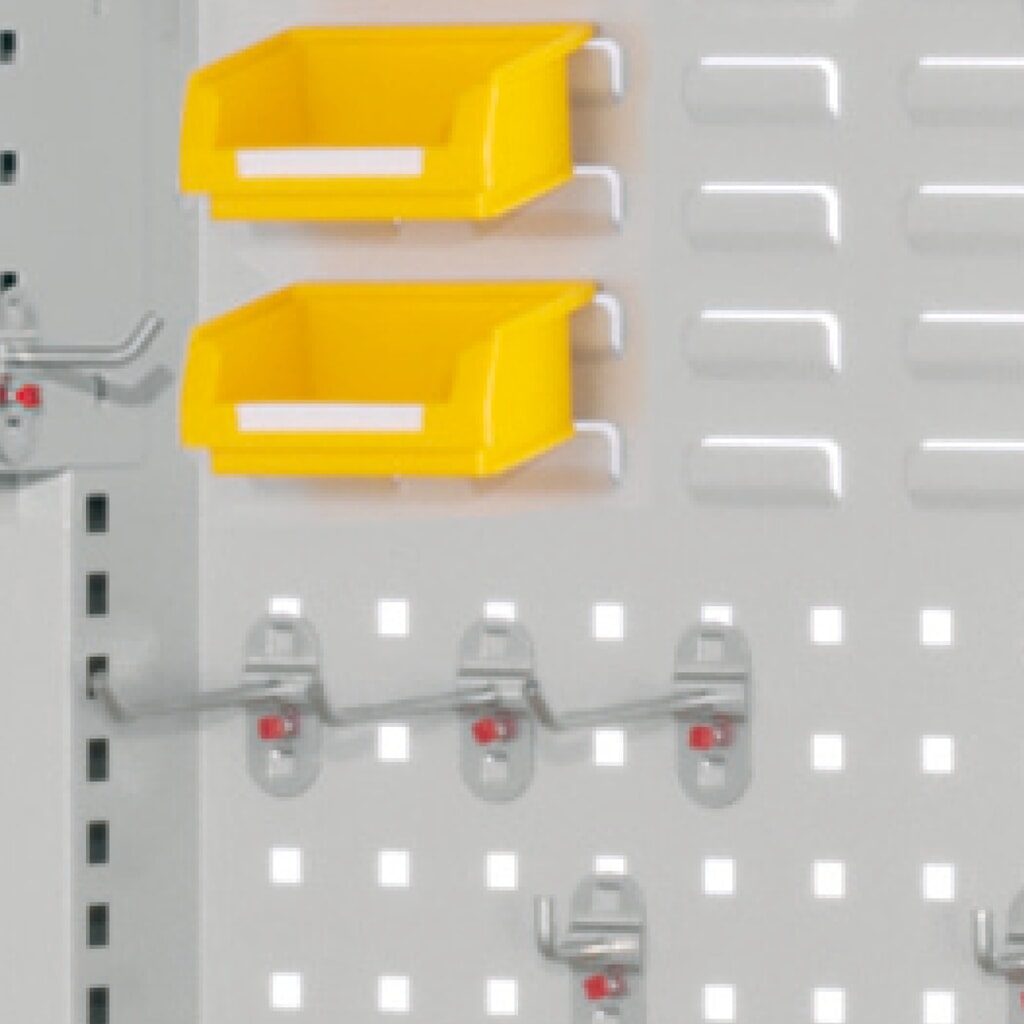 Produktabbildung Nr. 6: Kappes RasterPlan Schubladenschrank mit Werkbankplatte Multiplex, HxBxT 1.950 x 1.000 x 600 mm, 2 Fachböden, 2 Schubladen, Türinnenseite: Schlitzplatten, lichtgrau, enzianblau