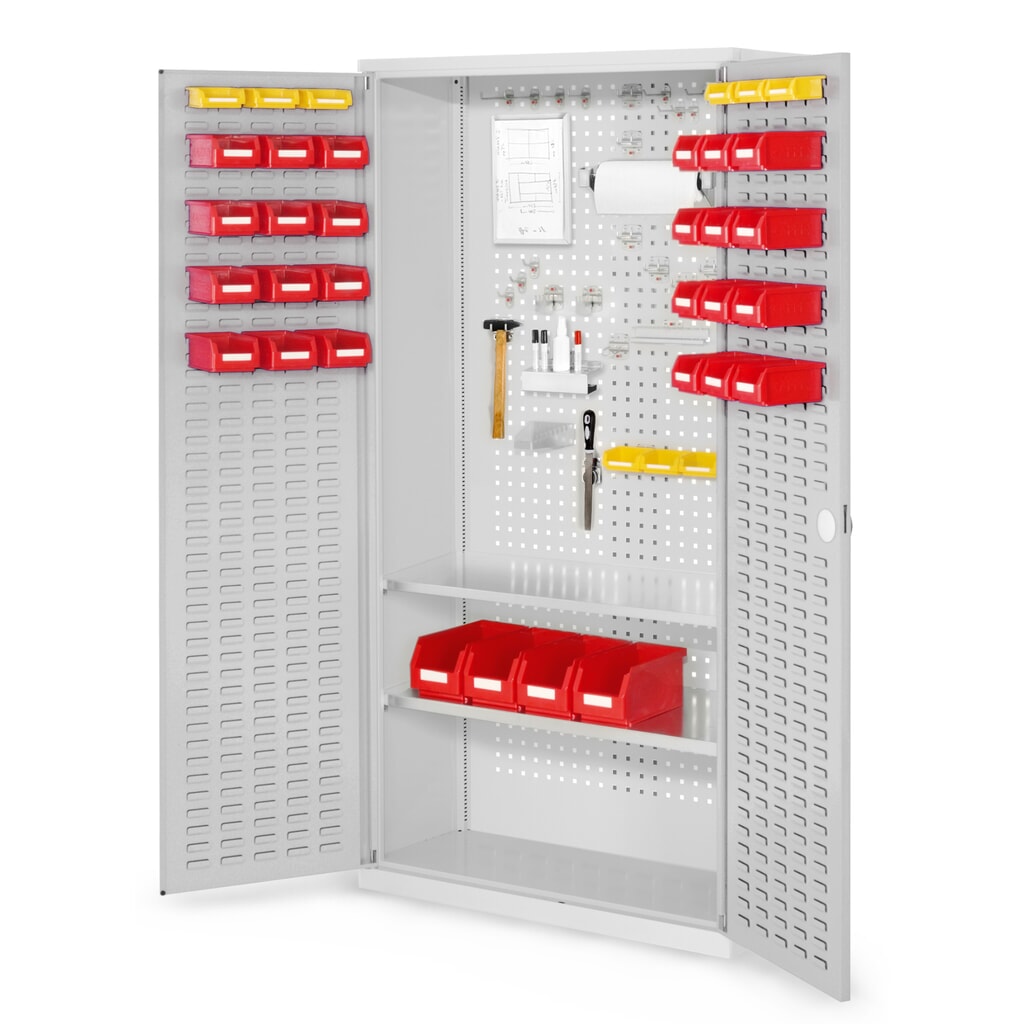 Kappes RasterPlan Werkzeugschrank, HxBxT 1.950 x 1.000 x 410 mm, 2 Fachböden, Türinnenseite Schlitzplatten, lichtgrau Produktabbildung: Kappes RasterPlan Werkzeugschrank, HxBxT 1.950 x 1.000 x 410 mm, 2 Fachböden, Türinnenseite Schlitzplatten, lichtgrau