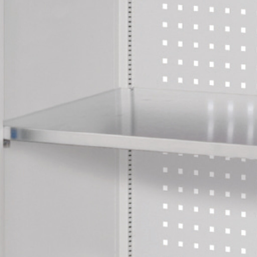 Kappes RasterPlan Werkzeugschrank, HxBxT 1.950 x 1.000 x 410 mm, 2 Fachböden, Türinnenseite Schlitzplatten, lichtgrau, enzianblau Produktabbildung Nr. 3: Kappes RasterPlan Werkzeugschrank, HxBxT 1.950 x 1.000 x 410 mm, 2 Fachböden, Türinnenseite Schlitzplatten, lichtgrau, enzianblau