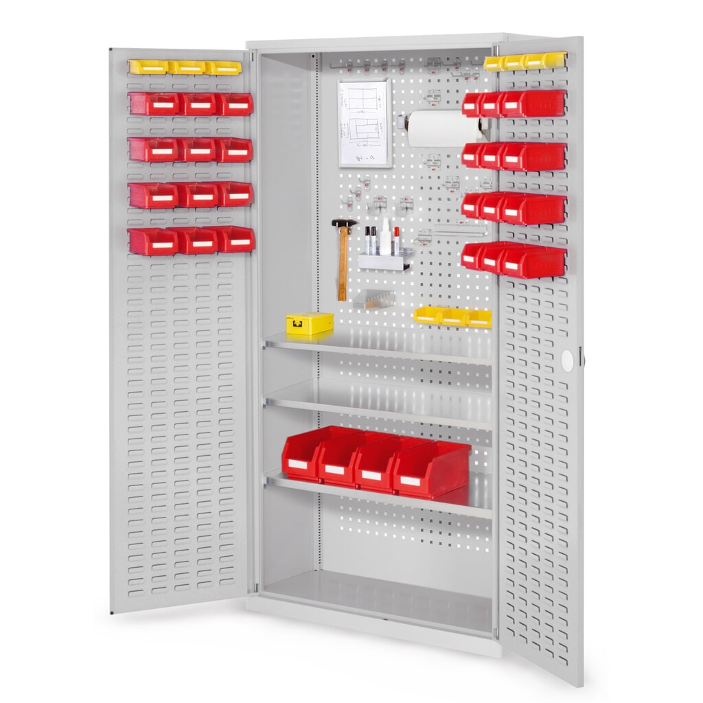 Produktabbildung: Kappes RasterPlan Magazinschrank, HxBxT 1.950 x 1.000 x 410 mm, 3 Fachböden, Türinnenseite Schlitzplatten, lichtgrau