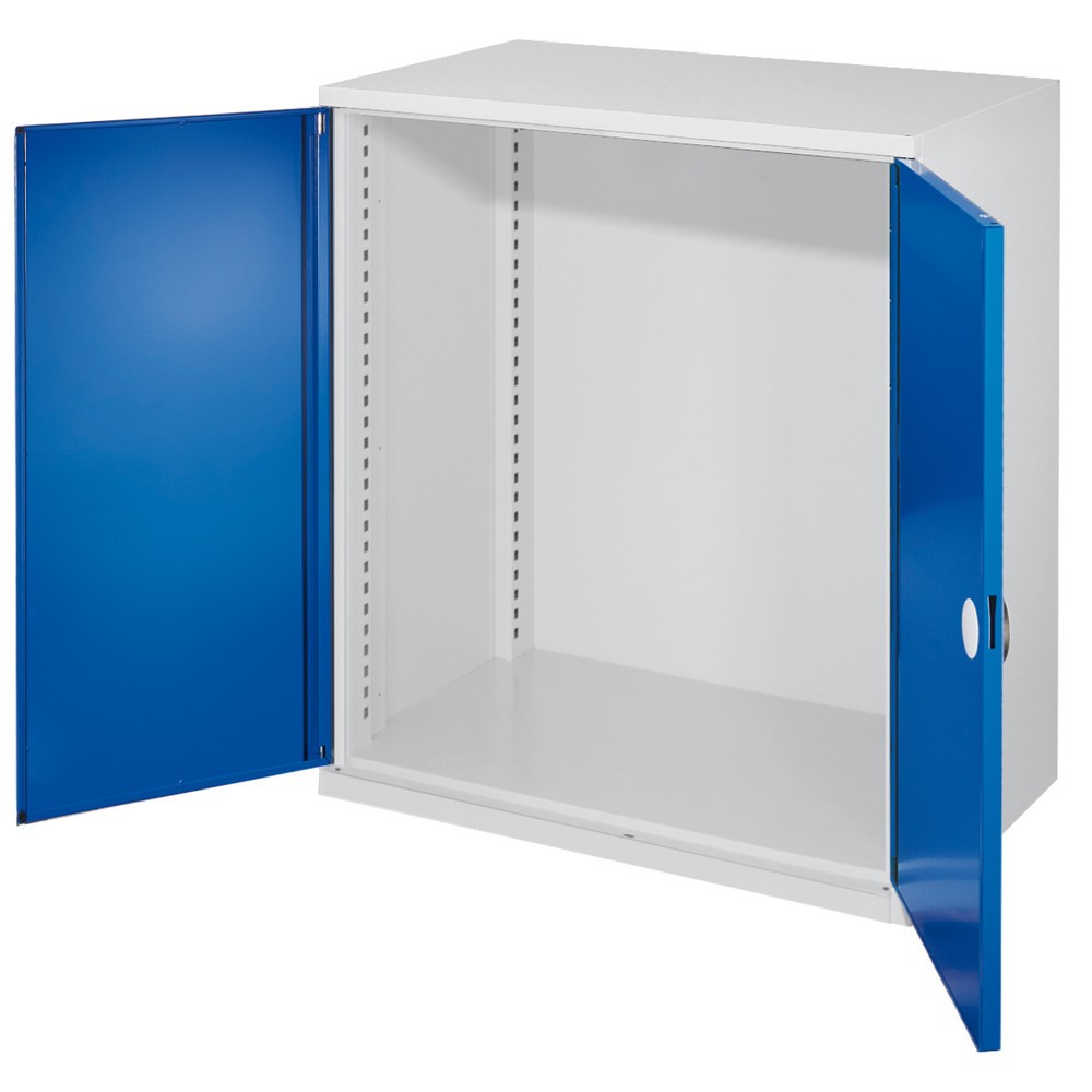 Produktabbildung: Kappes Schwerlast-Beistellschrank, Leergehäuse, ohne Mitteltrennwand, Doppelwandtür, HxBxT 1.110 x 1.000 x 600 mm, lichtgrau, enzianblau