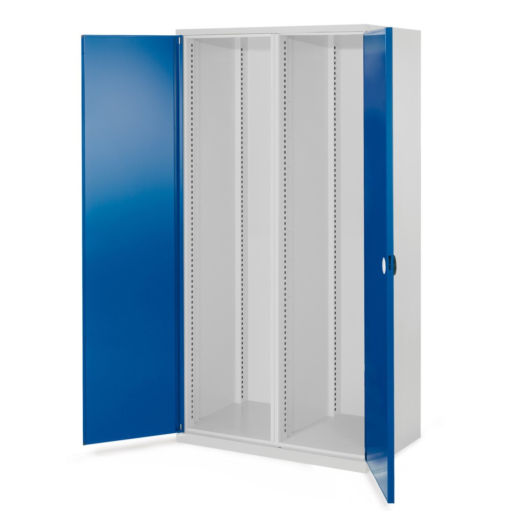 Kappes Schwerlastschrank, Leergehäuse, Mitteltrennwand, HxBxT 1.950 x 1.000 x 600 mm, Doppelwandtür, lichtgrau, enzianblau Produktabbildung: Kappes Schwerlastschrank, Leergehäuse, Mitteltrennwand, HxBxT 1.950 x 1.000 x 600 mm, Doppelwandtür, lichtgrau, enzianblau