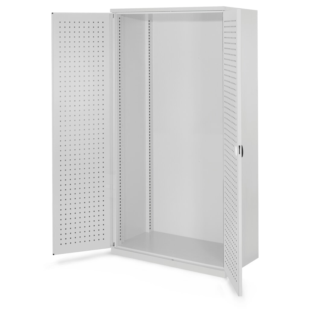 Produktabbildung: Kappes Schwerlastschrank Leergehäuse, ohne Mitteltrennwand, HxBxT 1.950 x 1.000 x 600 mm, Türinnenseite mit RasterPlan Lochplatten, lichtgrau