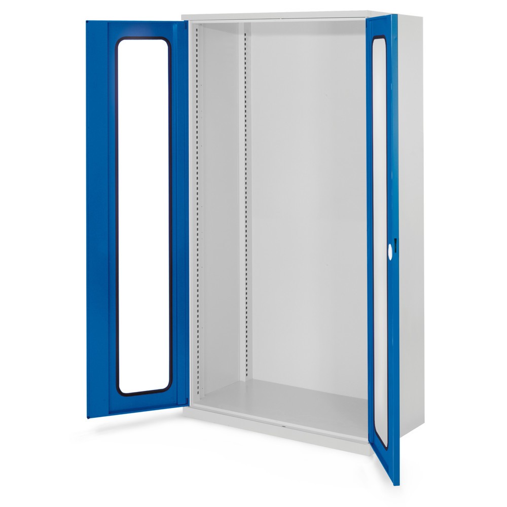 Produktabbildung: Kappes Schwerlastschrank Leergehäuse, ohne Mitteltrennwand, HxBxT 1.950 x 1.000 x 600 mm, Sichtfenstertür, lichtgrau, enzianblau