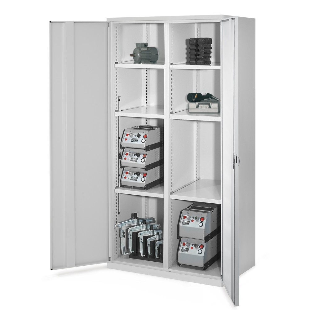 Produktabbildung: Kappes Schwerlastschrank mit Mitteltrennwand, 6 Böden, HxBxT 1.950 x 1.000 x 600 mm, Vollblechtüren, lichtgrau