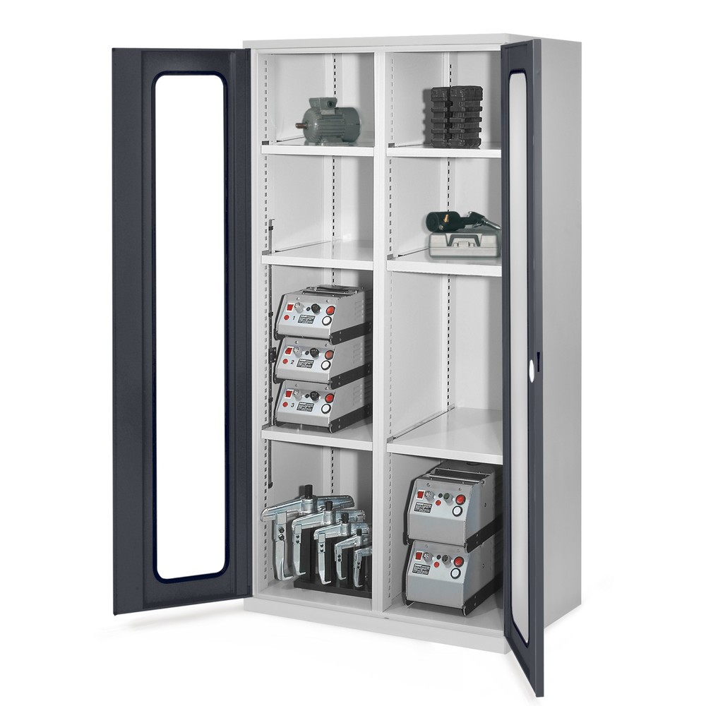Produktabbildung Nr. 1: Kappes Schwerlastschrank mit Mitteltrennwand, 6 Böden, HxBxT 1.950 x 1.000 x 600 mm, Sichtfenstertür, lichtgrau, anthrazitgrau