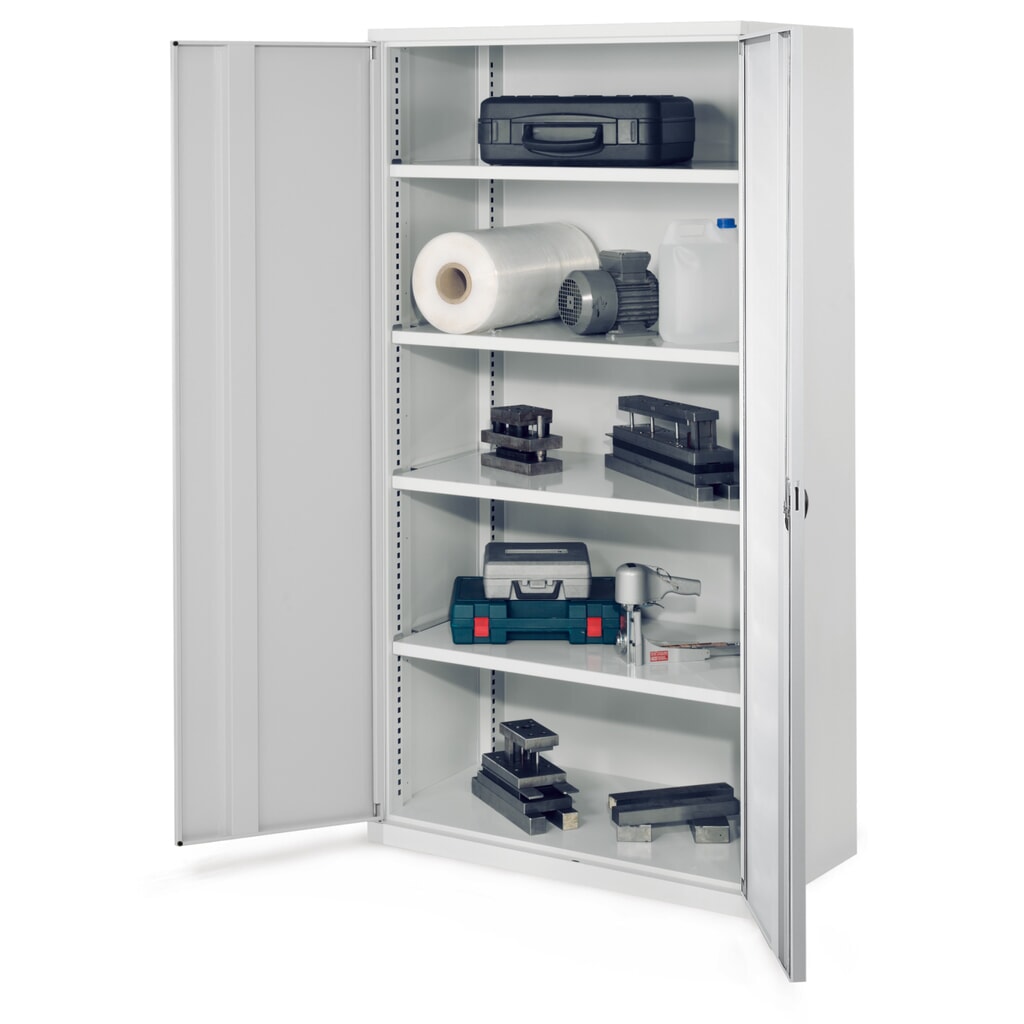 Kappes Schwerlastschrank ohne Mitteltrennwand, HxBxT 1.950 x 1.000 x 600 mm, Vollblechtür, 4 Böden, lichtgrau Produktabbildung: Kappes Schwerlastschrank ohne Mitteltrennwand, HxBxT 1.950 x 1.000 x 600 mm, Vollblechtür, 4 Böden, lichtgrau