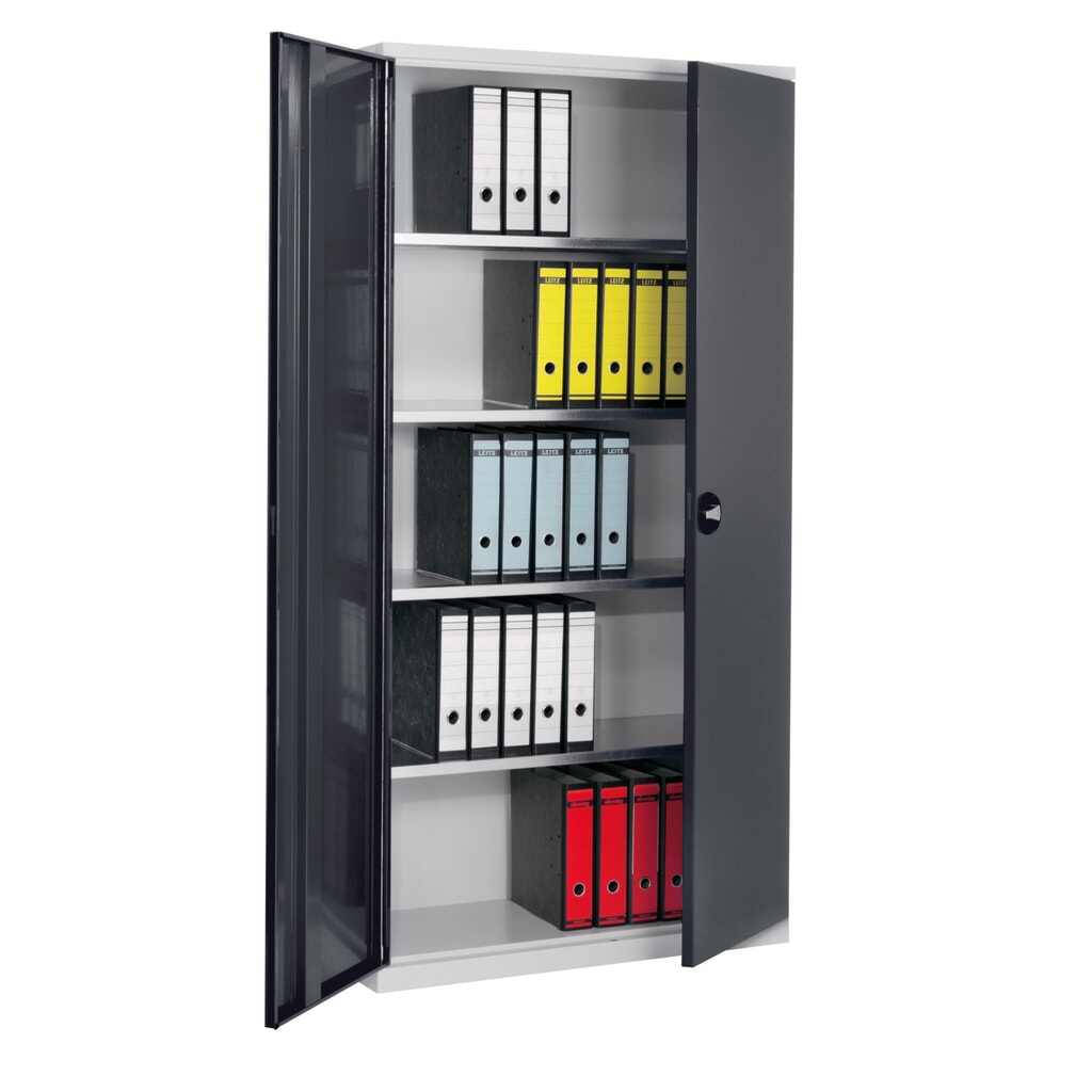 Kappes Systemschrank, 4 Fachböden, Vollblechtür, HxBxT 1950 mm x 1000 mm x 410 mm, lichtgrau, anthrazitgrau Produktabbildung Nr. 1: Kappes Systemschrank, 4 Fachböden, Vollblechtür, HxBxT 1950 mm x 1000 mm x 410 mm, lichtgrau, anthrazitgrau