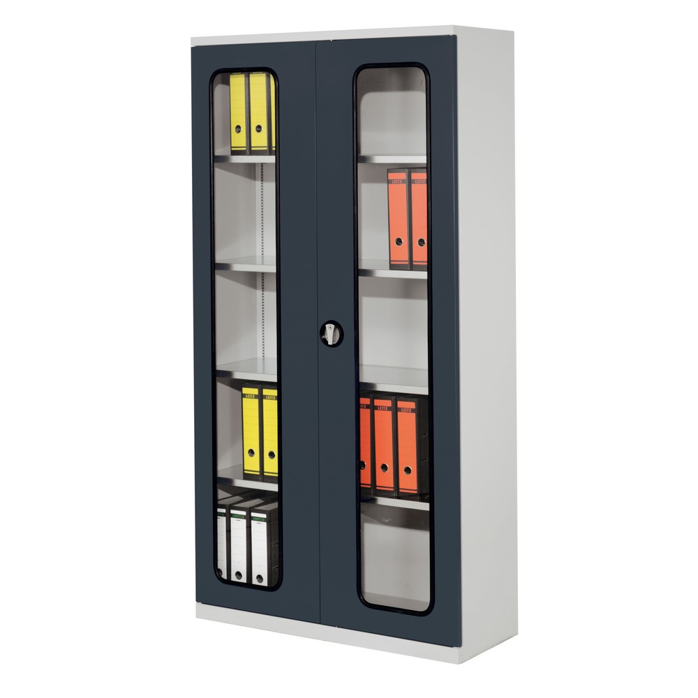 Produktabbildung: Kappes Systemschrank, 4 Fachböden, Sichtfenstertür, HxBxT 1950 mm x 1000 mm x 410 mm, lichtgrau, anthrazitgrau