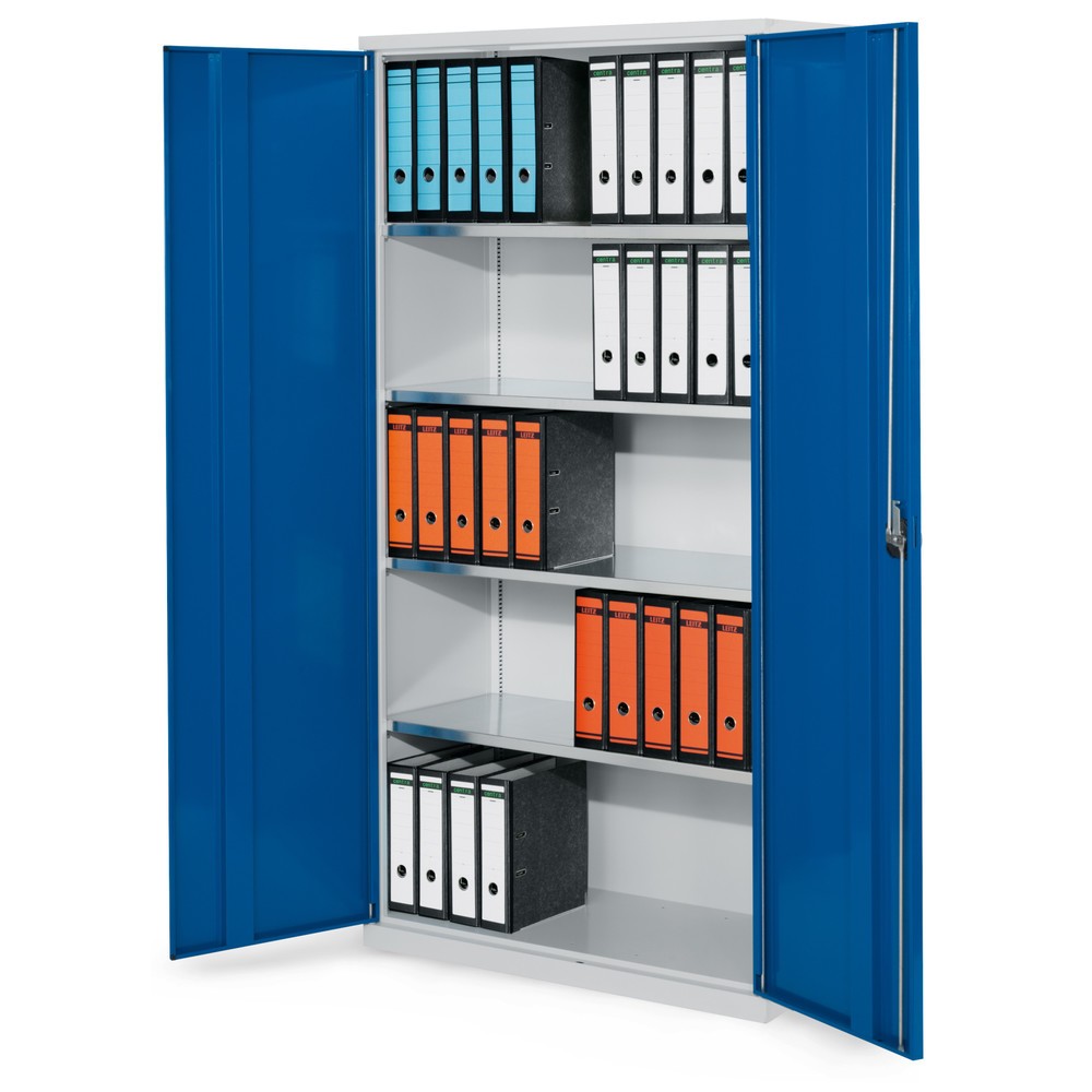 Produktabbildung: Kappes Systemschrank, 4 Fachböden, Vollblechtür, HxBxT 1950 mm x 1000 mm x 500 mm, lichtgrau, enzianblau