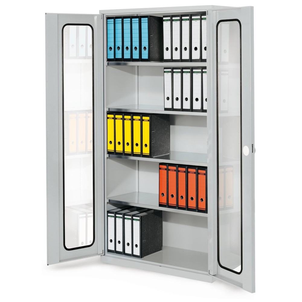 Produktabbildung: Kappes Systemschrank, 4 Fachböden, Sichtfenstertür, HxBxT 1950 mm x 1000 mm x 500 mm, lichtgrau