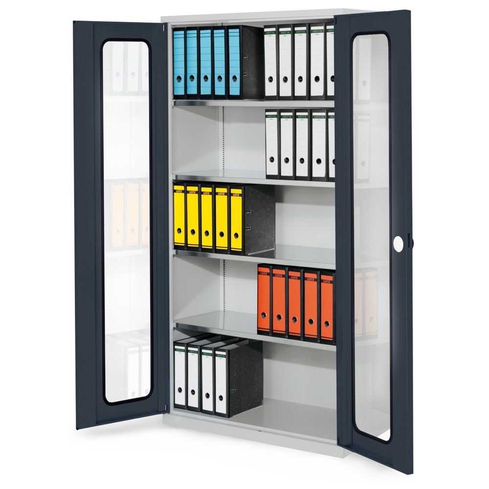 Produktabbildung: Kappes Systemschrank, 4 Fachböden, Sichtfenstertür, HxBxT 1950 mm x 1000 mm x 500 mm, lichtgrau, anthrazitgrau