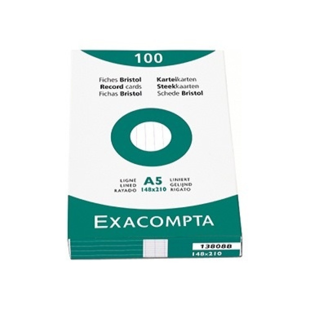 Produktabbildung: Exacompta Karteikarte 3308B DIN A8 blanko Karton weiß 100 St./Pack.