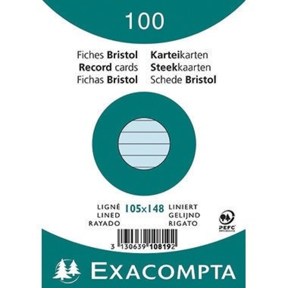 Produktabbildung: Exacompta Karteikarte 10819SE DIN A6 liniert blau 100 St./Pack.