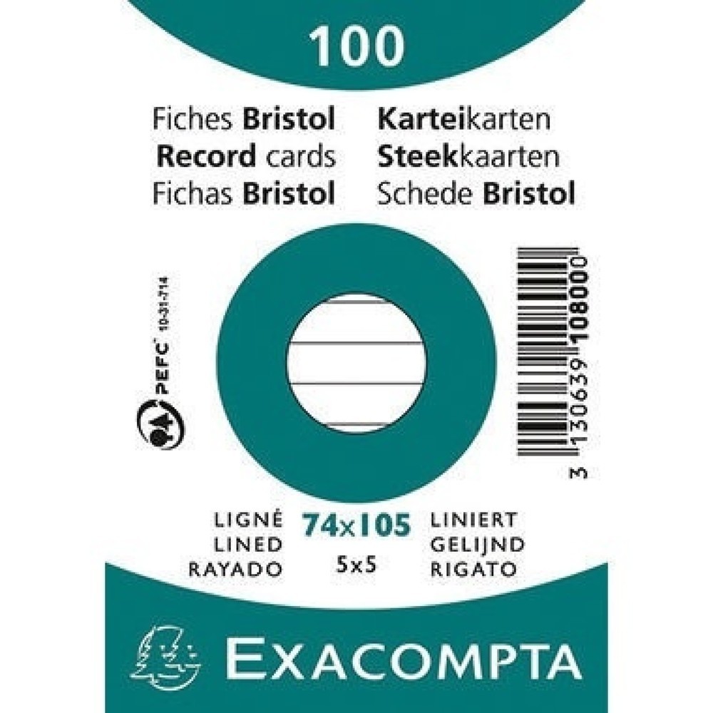 Produktabbildung: Exacompta Karteikarte 10800SE DIN A7 liniert weiß 100 St./Pack.