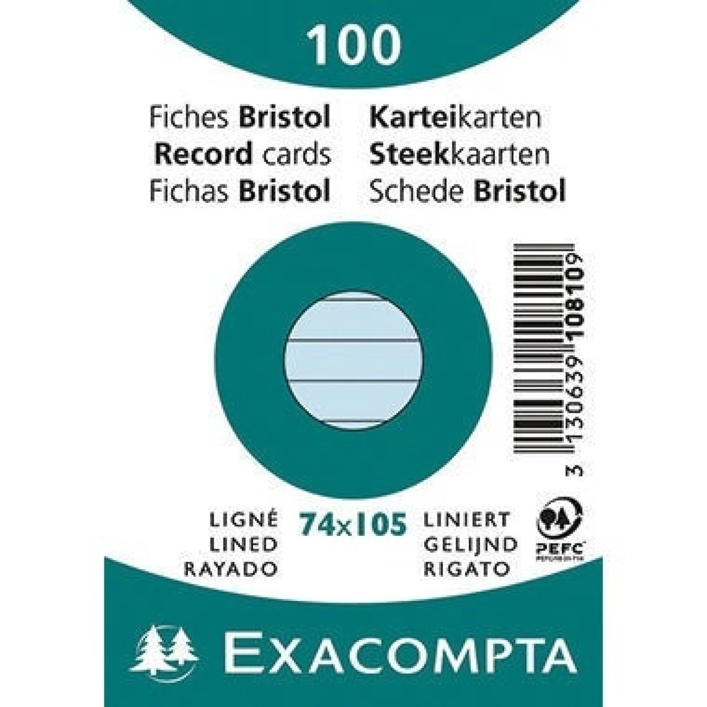 Exacompta Karteikarte 10810SE DIN A7 liniert blau 100 St./Pack. Produktabbildung: Exacompta Karteikarte 10810SE DIN A7 liniert blau 100 St./Pack.