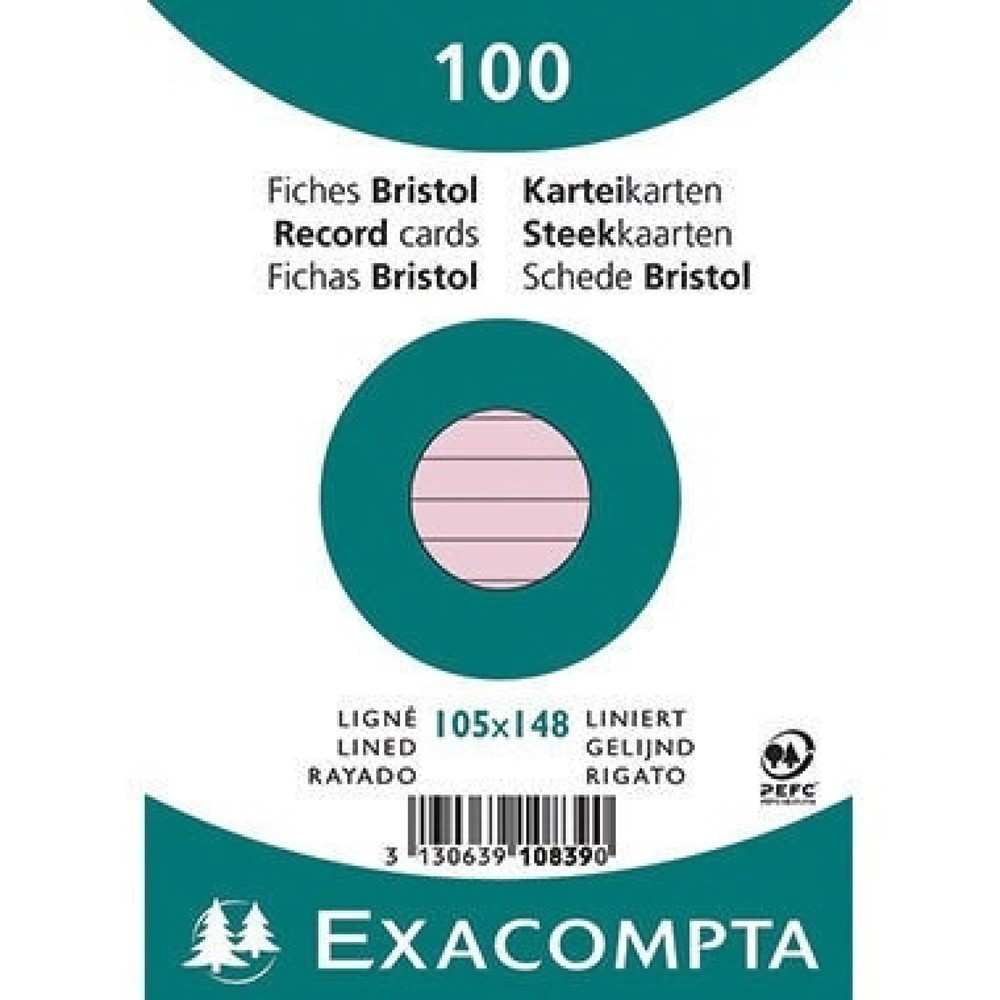 Produktabbildung: Exacompta Karteikarte 10839SE DIN A6 liniert rosa 100 St./Pack.