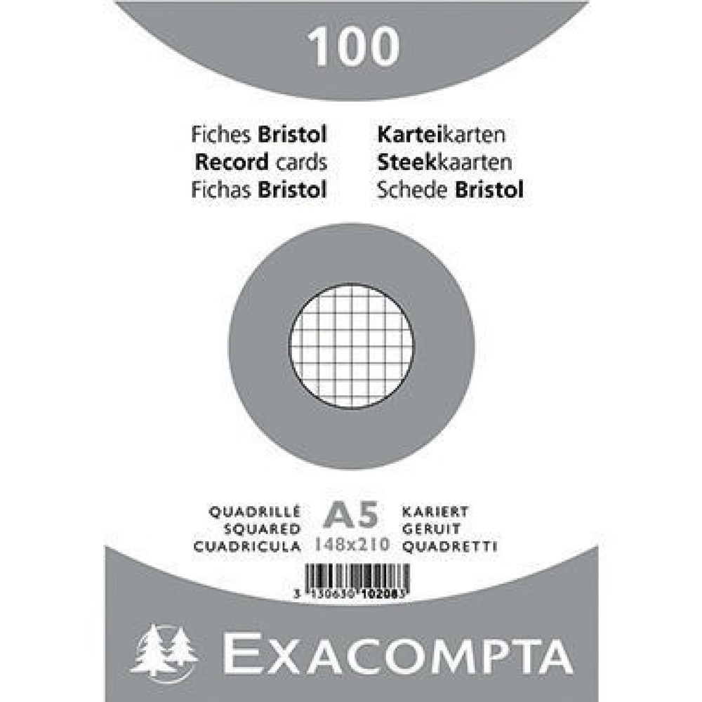 Produktabbildung: Exacompta Karteikarte 10208E DIN A5 kariert weiß 100 St./Pack.