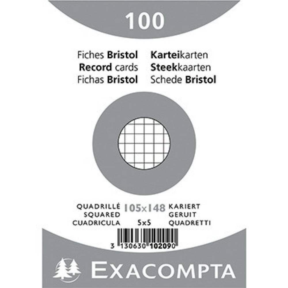 Produktabbildung: Exacompta Karteikarte 10209E DIN A6 kariert weiß 100 St./Pack.